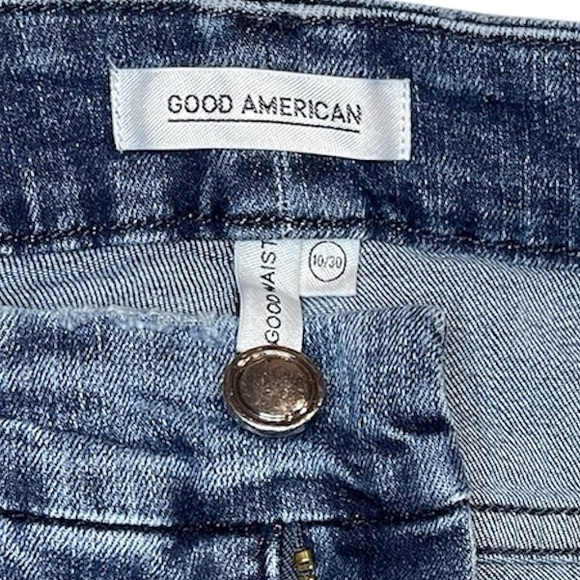 Good American Womens Jeans Good Waist Skinny Dark Wash Tuxedo Stripe Jeans Sz 10 - Picture 7 of 7